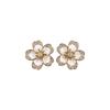 14k Gold Plated Zirconia Flower Stud Earrings - Sweet, Stylish Accessories for Women
