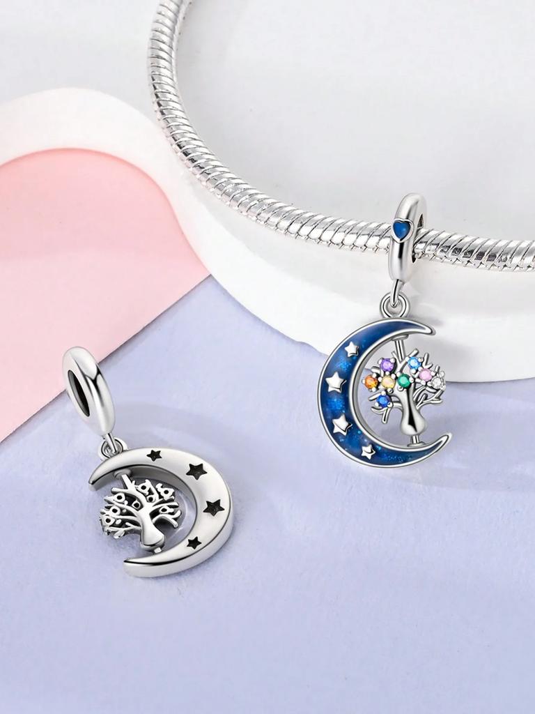Berlockpärlkomponenter Plata Koppar Metallfärger Stjärnklar Himmel Astronaut Måne Björn Pärlkomponenter Hängande Pärlkomponent Designad För Autentisk Original