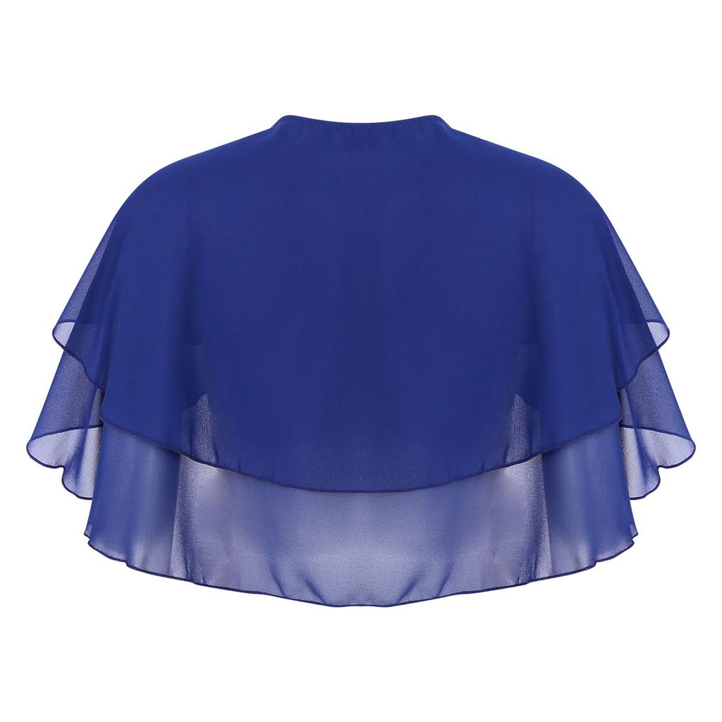 Women Elegant Chiffon Cover Up Shawl Cape Bolero Ruffle Wraps Accessory Party Wedding Jackets