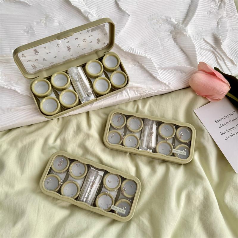 

Cute Tulip Folwer Contact Lens Storage Box Portable Contact Lens Holder Organizer Plastic Contact Lens Set Kit Tool Travel Gift зелёный