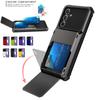Heavy Duty Card Holder Armor Hard Case For Samsung S26 Ultra S25 S24 S23 Plus A57 A37 A17 Hidden Flip Slot Shcokproof Back Cover