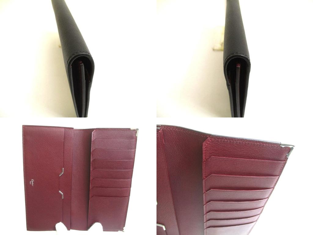 Autentická peněženka Cartier Must de Cartier Černá kožená bifold Dlouhá bankovka #a664 Repasované