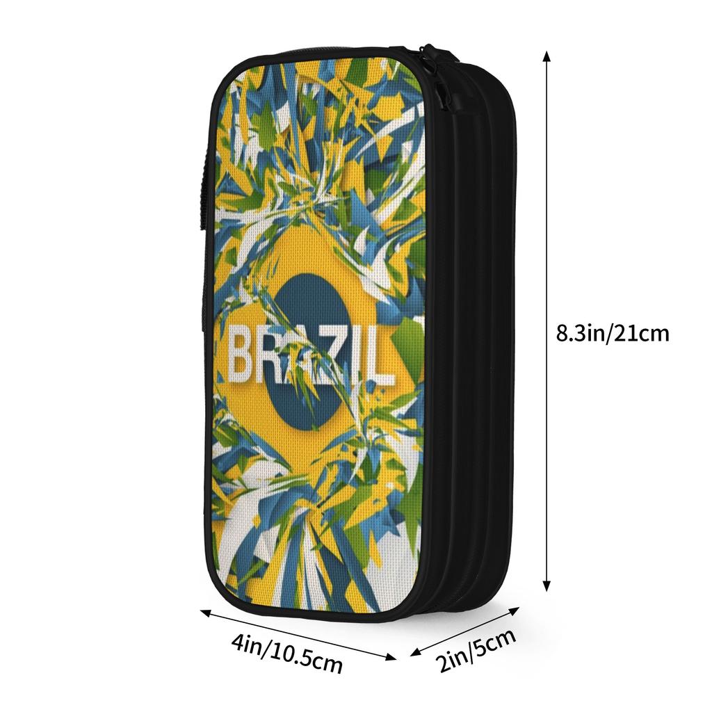 Brasil Flag Merch Pen Box Large-capacity For School Pen Case Gift
