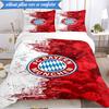 Zestaw pościeli miękkiej z nadrukiem FC Bayern München, 3 sztuki, w tym 1 poszewka na kołdrę i 2 poszewki na poduszki, idealny do sypialni, akademika, prezent dla fana