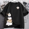 Children's Summer Short-sleeved T-shirt Tops Cute Little Animal Print Girls' School T-shirt Family Soft Pajamas T-shirt Street