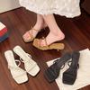 Elegant 2025 New Summer Women's Sandals High Heel Slippers Solid Color Thin Strap Sexy Style Clip Toe Thin Strap Sandals