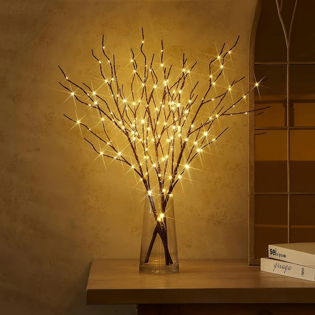 1 PC White Birch Branch Lights Battery Operated 20 LED Fairy Lights Willow Branches for Home Bedroom Inside Outdoor Decoration