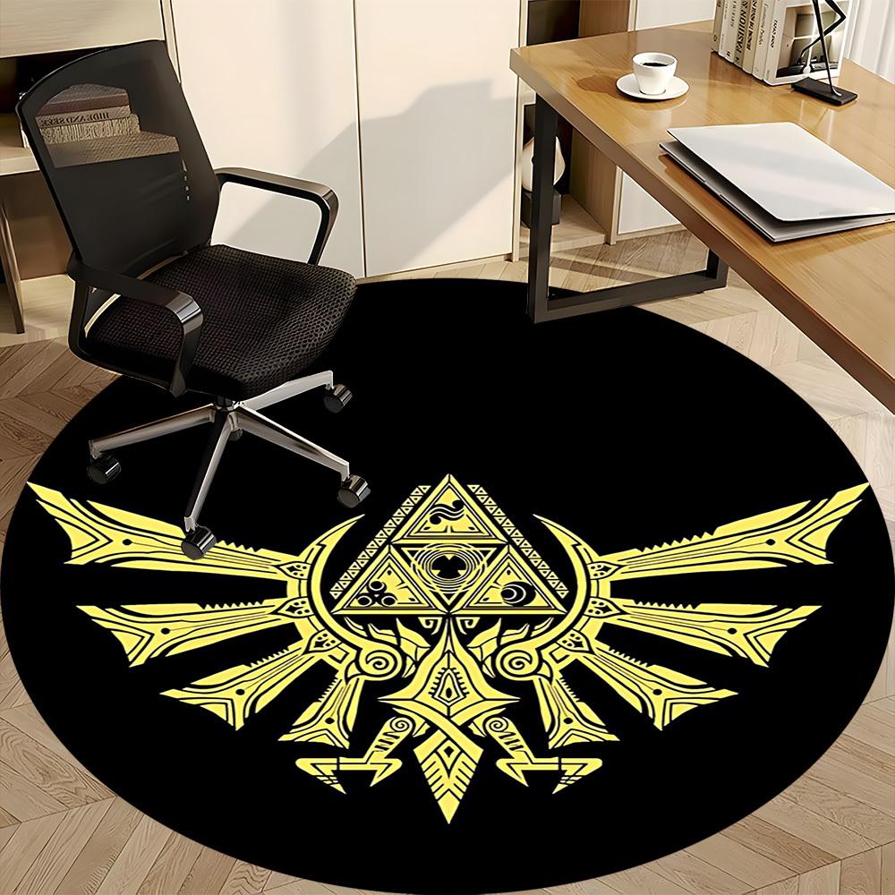 1PC Hyrule Crest Office Round Rug, Non-slip, Soft and Durable Office Rug for Interior Decoration, Perfect for Office yy250915066