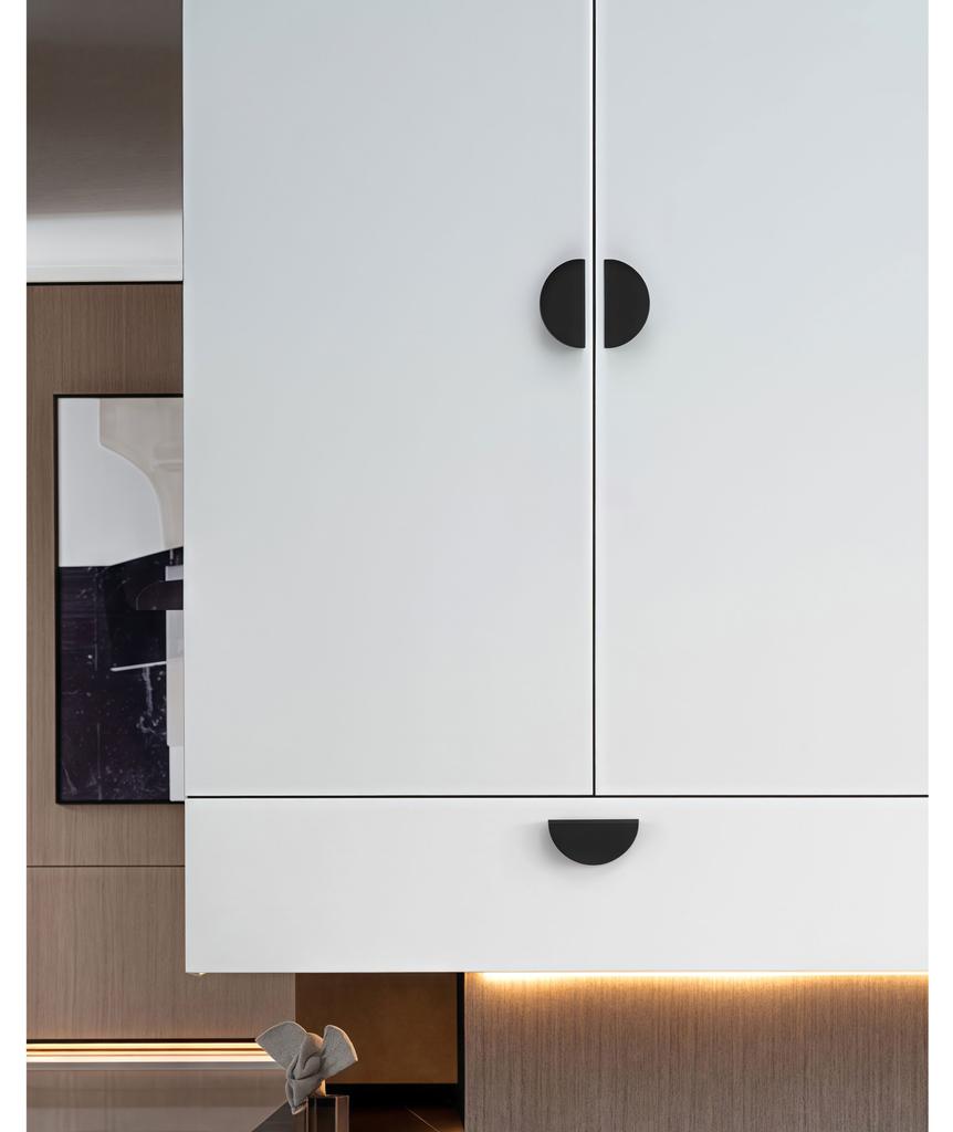 Modern Half Moon Furniture Cabinet Handle 64mm Brushed Gold Bedroom Kitchen Aluminium Handles