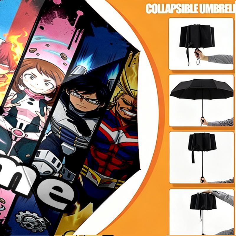 Custom Name Personalized Demon Slayer Print Umbrella, Auto Open Close, 8‑Rib Sturdy Frame, Commute Camping Hiking Use, Birthday Gift