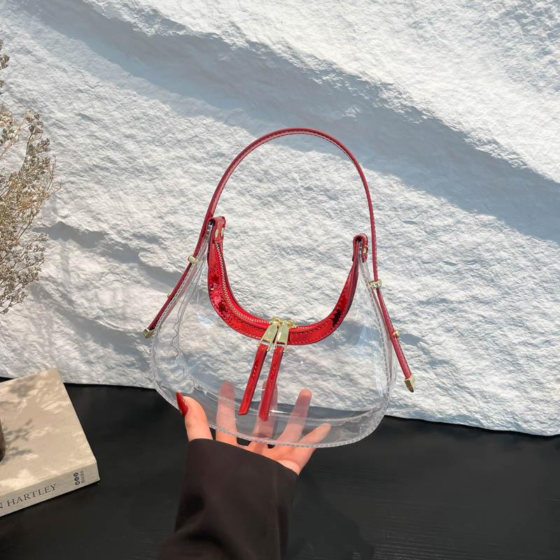 Handbag Transparent Women Summer Fashion Crescent Bag Zipper Closure Bags Travel