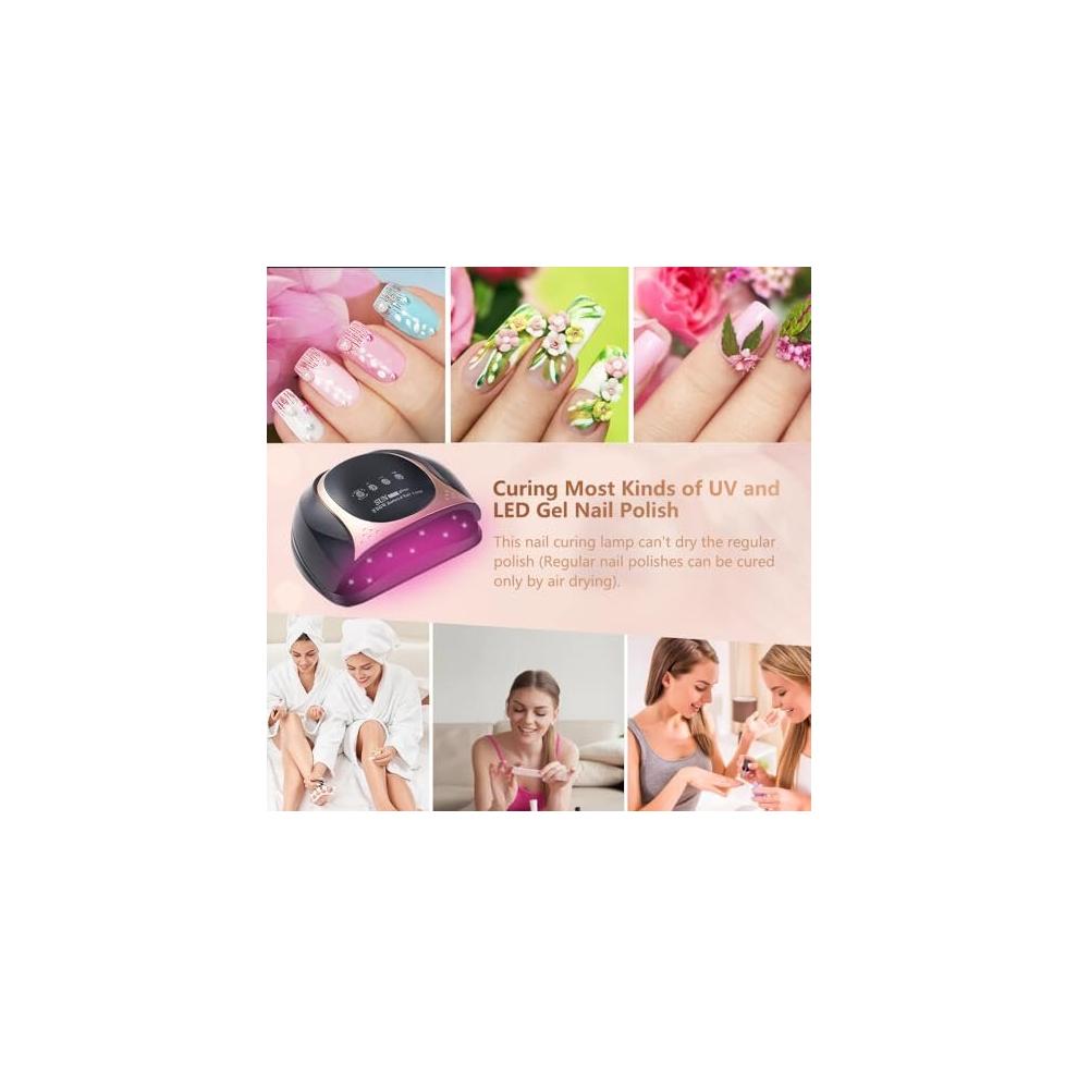 UV LED Nagellampe, 256W LED UV Lampen zum Aushärten von Gelnägeln mit 4 Timer-Einstellungen, Automatischer Sensor UV-Nageltrockner, Touchscreen Gel-Nagellampe, Professionell