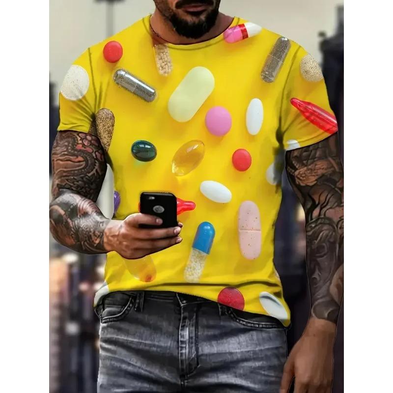 Summer Men's T-Shirt 3D Gold Dollar Pattern Printed Funny O Neck Short Sleeve Loose Comfortable Casual Plus Siz T-shirts