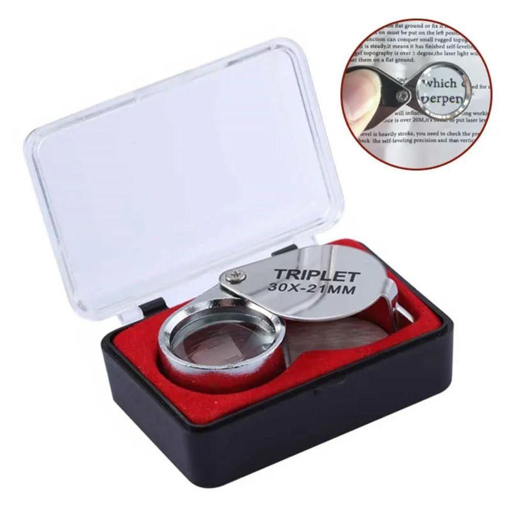 Folding Jewelry Magnifying Glass Mini Reading Magnifier 10-30X Pocket Loupe Read Newspapers