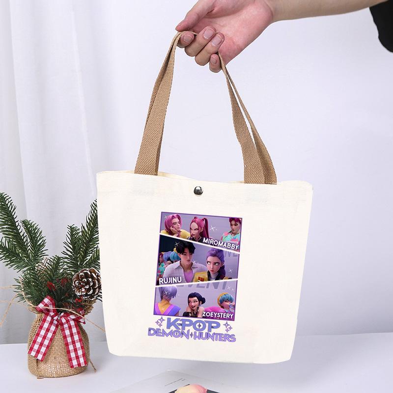 K-Pop Animation Cartoon Printing High Value Fashion Simple Canvas Bag Going Out Portable Shopping Bag Handbag