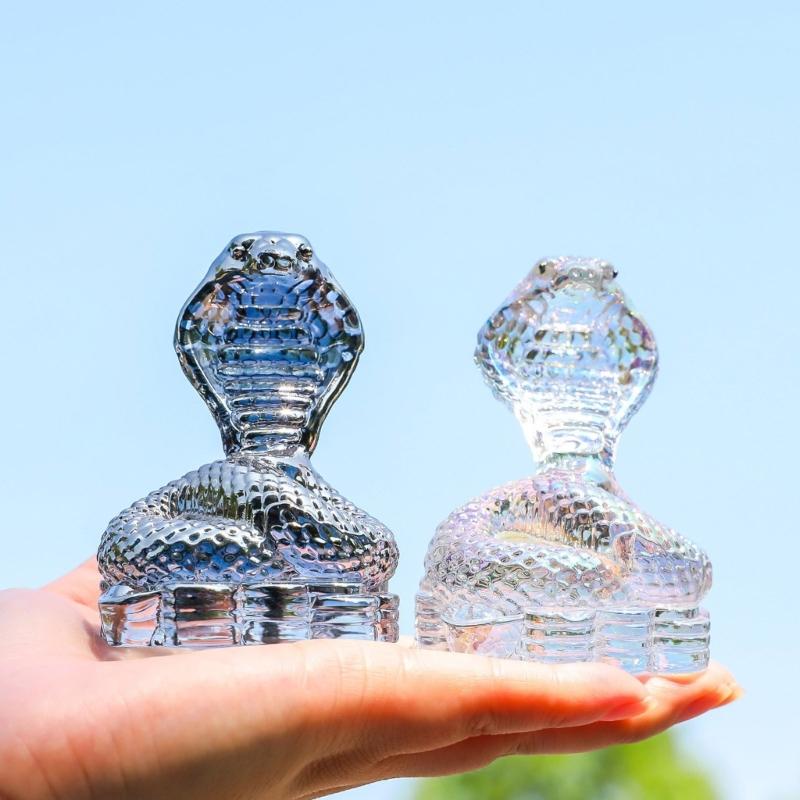 Chinese Crystal Snake Figurine Decors for 2025 Year Of The Snake Festivities Animal Statue Sculpture Decorative Ornament