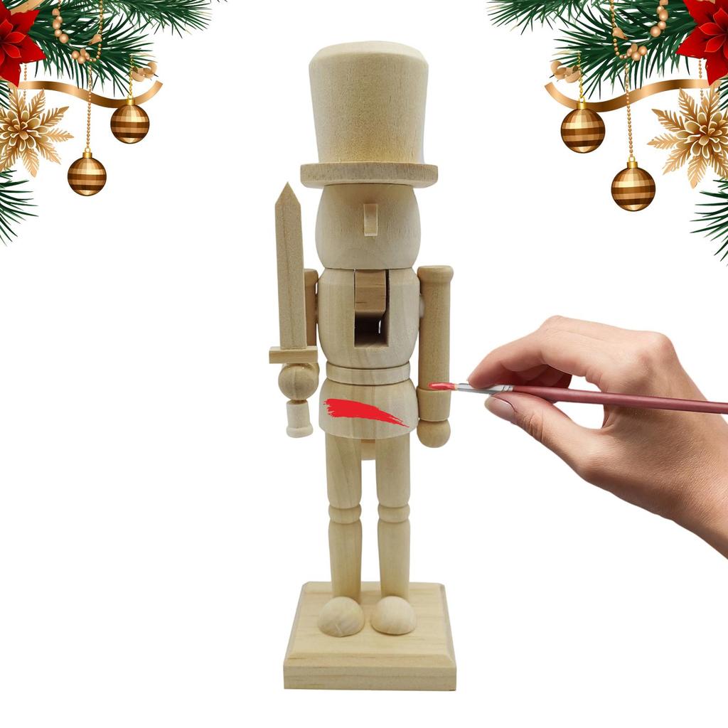 1PC Christmas Nutcracker Figurines Wooden Tabletop Ornament Wood Christmas Decorations Nutcracker Ornaments For DIY Living Room