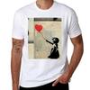 Banksy Red Heart Balloon Tshirt Art Pattern Printed Casual Top