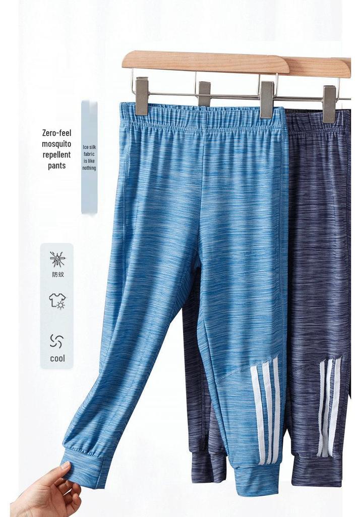 Kids' Ice Silk Joggers: Lightweight, Stretchy Sports Pants for Boys and Girls, Perfect for Spring/Summer Casual Wear and Autumn Comfort.