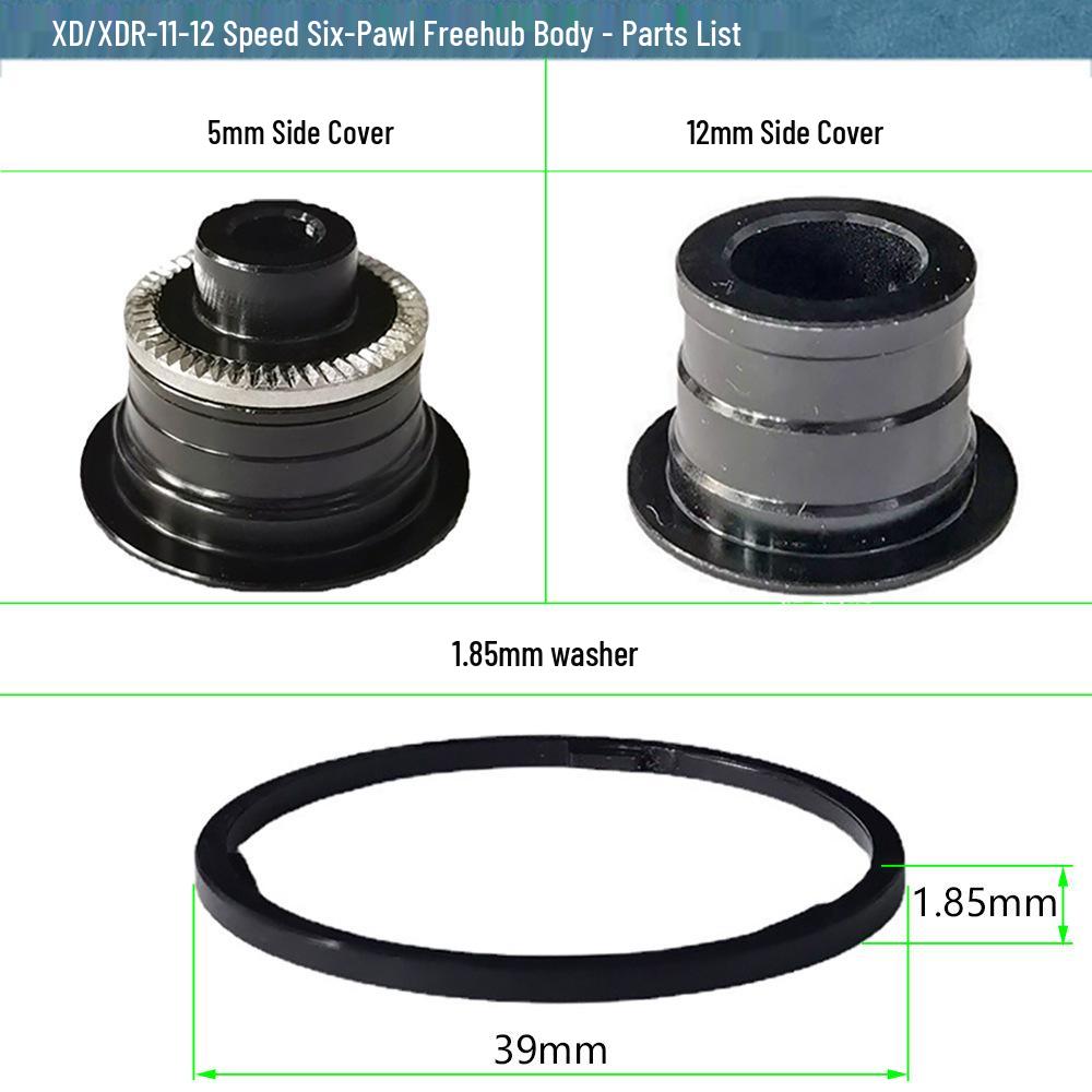 Bicycle Hub Body for 11/12 Speed XD/XDR Freehub, 6 Pawls with Spring Clips, 12mm Thru Axle, NBK Bearings