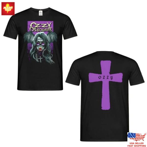 

New Apparel Ozzy Osbourne Vampire Cross T-Shirt Purple Gothic Metal Rock Tee Unisex T-Shirt S