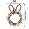 Easter Bunny Wreath for Porch Front Door Cute Garland Easter Wreath with Artificial Floral & Colorful Eggs Festival Decorations