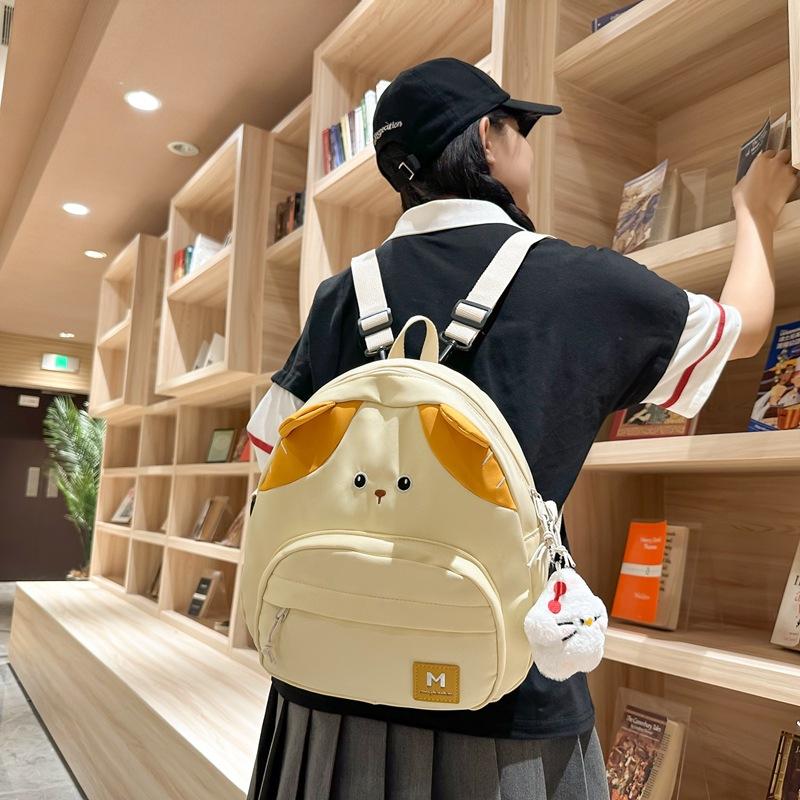 Schoolbag Japanese Cute Cartoon Kitten Backpack Girl Primary School Bag Small Fresh Versatile Travel Spring Outing Small Backpack