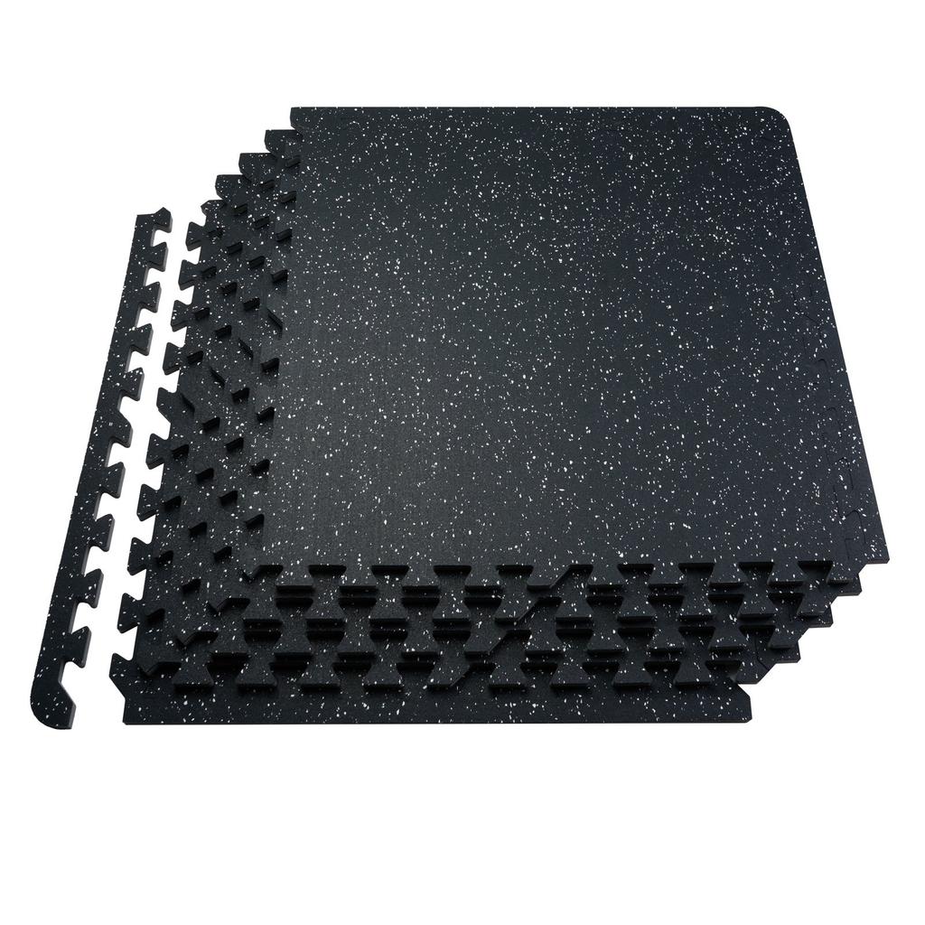 VEVOR 0.56 Inch Thick Gym Floor Mats, 25 Tiles Rubber Top with EVA Foam, 25" X 25" Gym Flooring Workout Mats with 100sq.ft Coverage