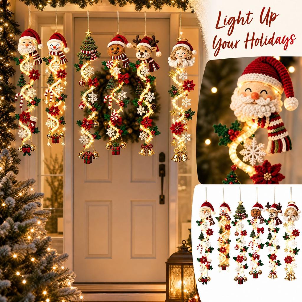 Light-Up Christmas Door Hanging Decoration Ornament for Front Door and Entryway