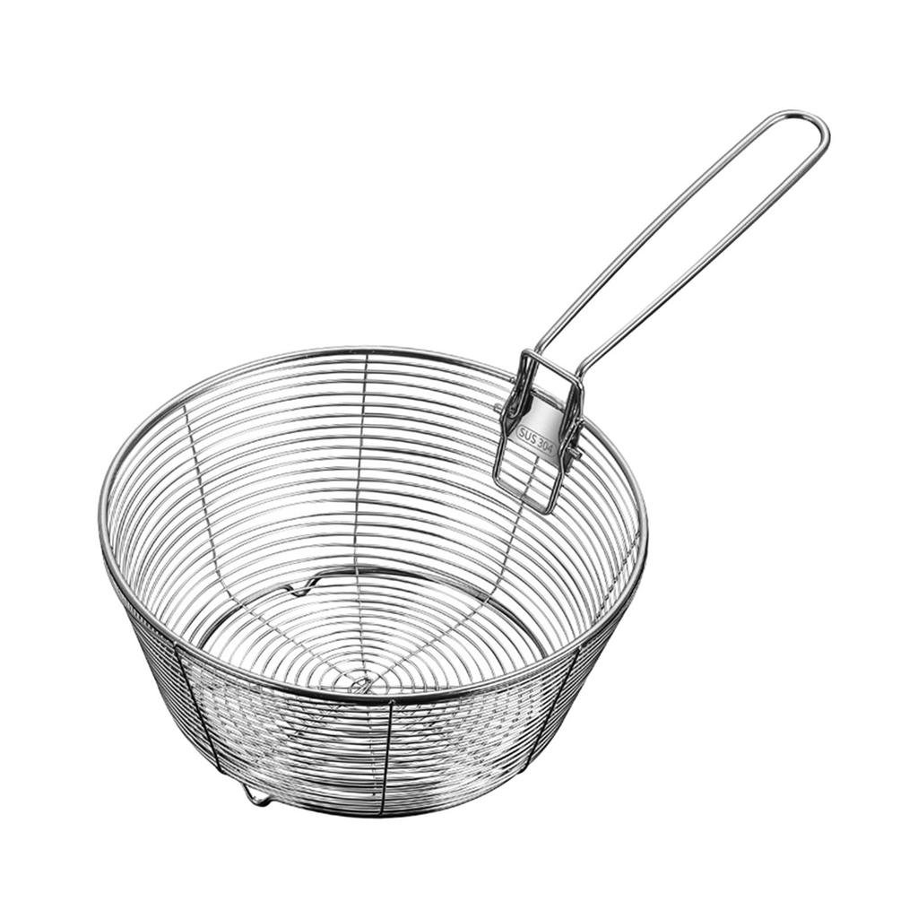 Noodle Colander Wire Sieve with Folding Long Handle Frying Basket for Pasta Cooking Dumplings Salads Noodles Deep Fryer Chips