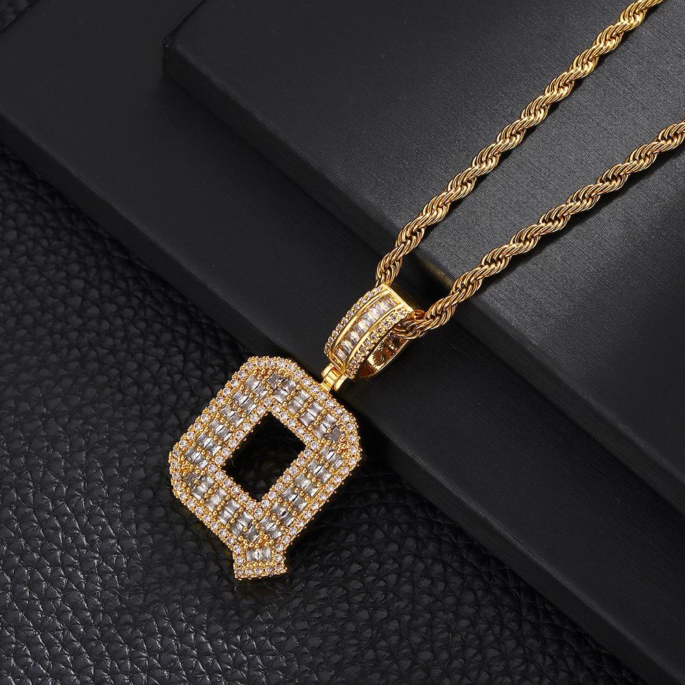 26 English Letters Pendant Necklace Copper Inlaid Zircon Versatile Jewelry Necklace