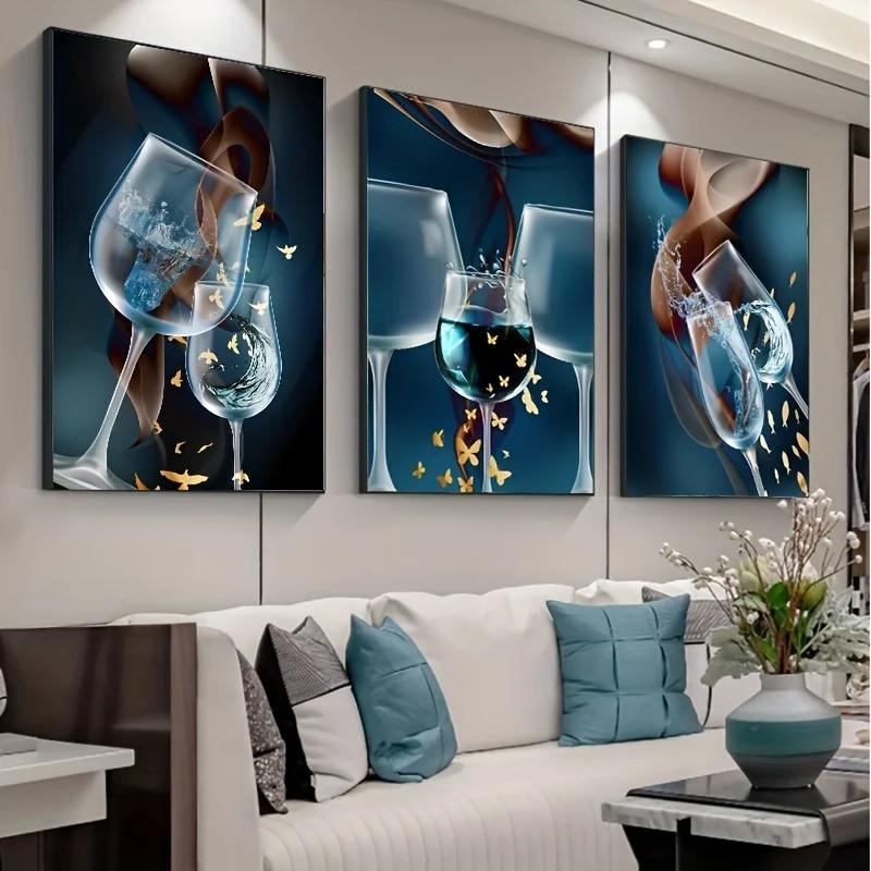 Abstrakcyjny kieliszek do wina Wall Art wydruki na płótnie luksusowy Design jadalnia plakaty malarstwo do salonu dekoracje ścienne do domu
