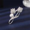 Korean Style Pearl Brooch: Versatile Floral Diamond Pin for Women's Coats