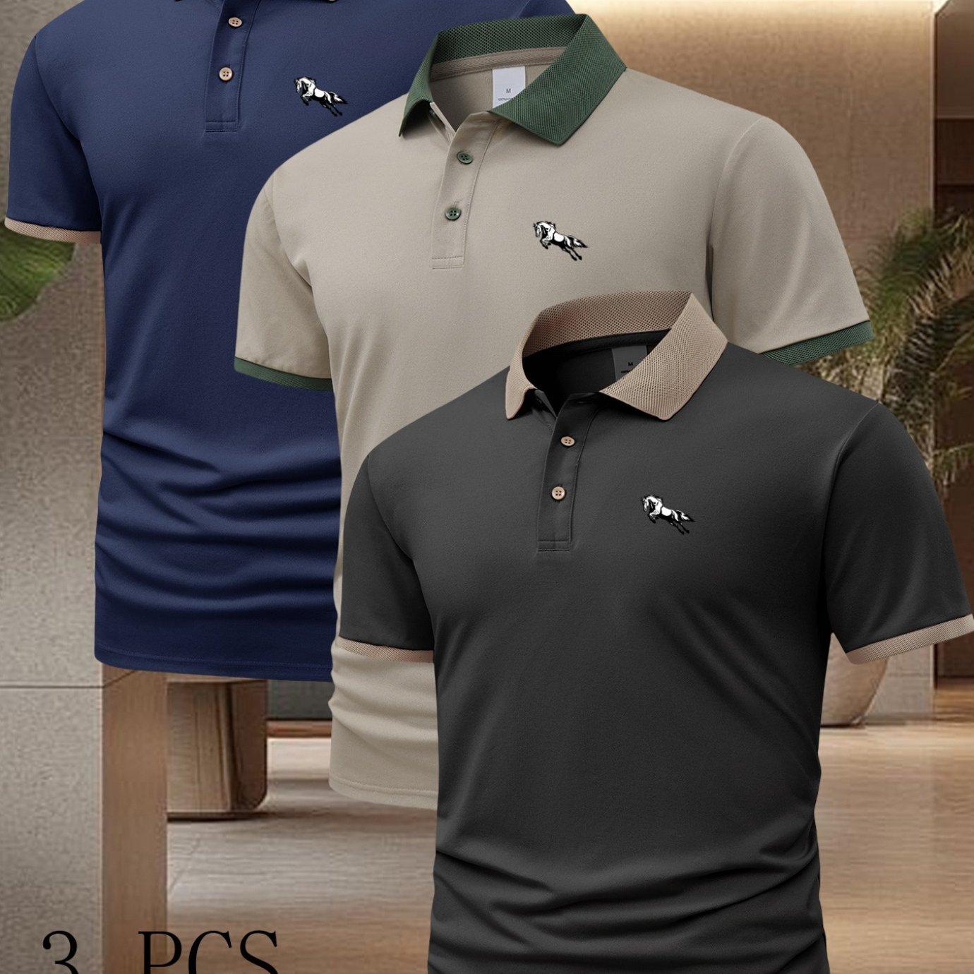 3Pcs Men`s Relaxed Fit Polo Shirts