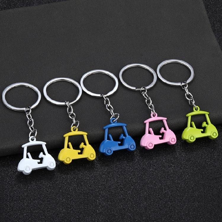 2pcs Realistic Zinc Alloy Golf Cart Pendant Keychain Golf Themed Keyring Souvenir For Enthusiasts Fashionable Gift