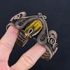 Tiger's Eye 999 Copper Wire Wrapped Silver Bangle Adjustable, Handmade Gemstone Jewelry, Gift For Mom Antique Jewelry
