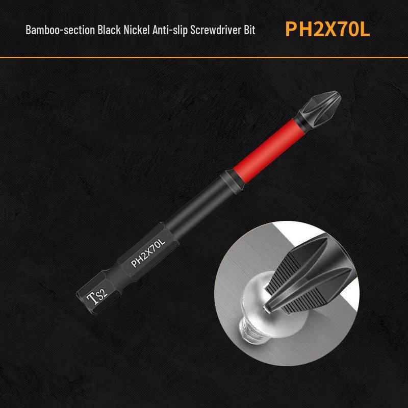 Shock-resistant Magnetic Phillips Screwdriver Bits with Anti-slip Teeth
