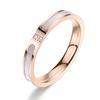 Steel Micro-paved Double White Mother-of-pearl Ring for Women's Index Finger, Fashionable and Versatile Ring