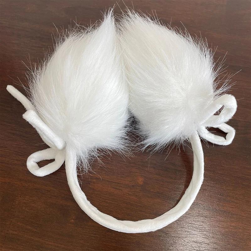 Cute Earmuffs Winter New Japanese Butterfly Bow White Long Hair Velvet Ear Pack Headwear for Girls Riding EarWarmth Headphones
