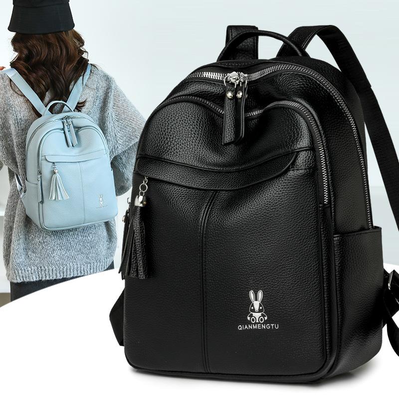 Soft leather fringed backpack women's new fashion casual backpack large capacity travel bag women's shoulder trendy bag