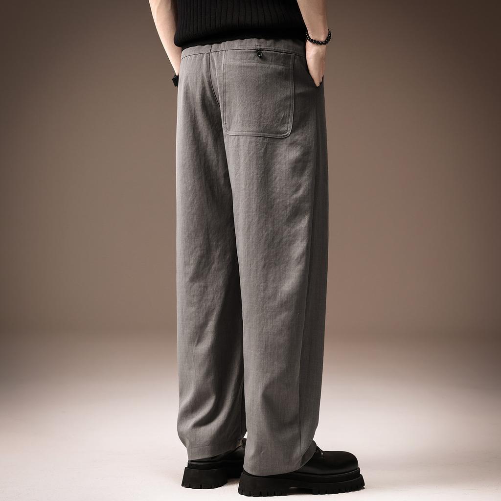 High-end Italian Old Money Style Business Straight Suit Pants Men's Summer Thin Loose Wide-leg Casual Trousers