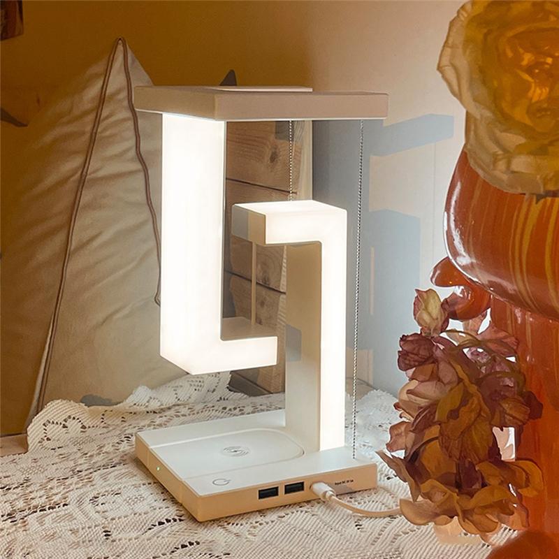Floating Design LED Desk Lamp Wireless Charging Touch Control Night Light Bedroom Decorative Light
