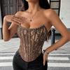 Elegant Pure Desire Lace Backless Slimming Bandeau with Fishbone Buckle