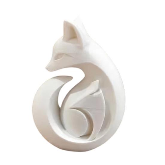3D Printed Fox Sculpture, Matte White Minimalist Solid Structure Ornament, Stain-Resistant Smooth Surface Compact Art Piece for Housewarming Birthday