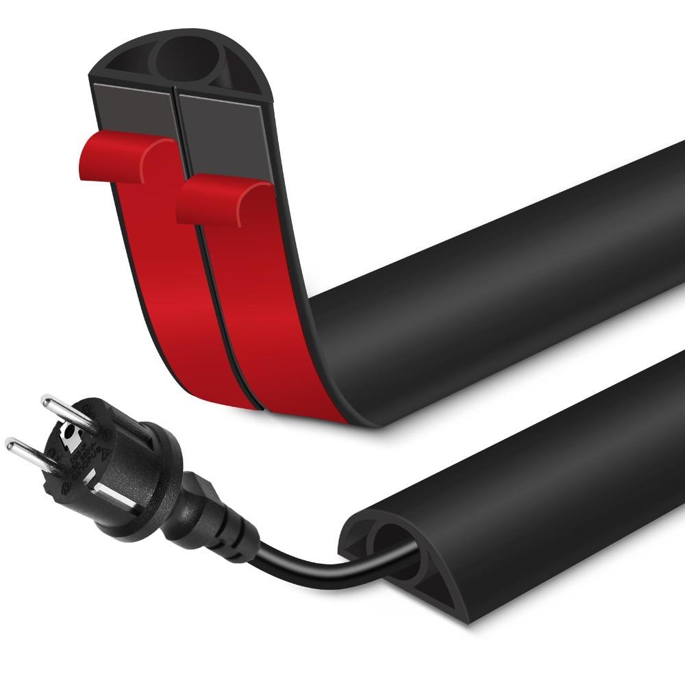 Professional Self Adhesive Floor Cord Cover 1m Trimmable Cable Management PVC Low Profile Power Cord Protector Home Office