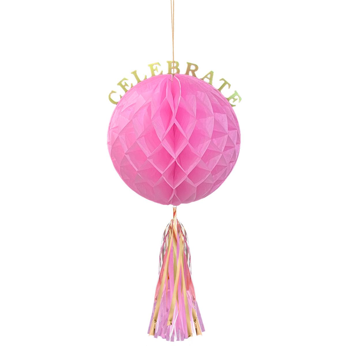 Cross-Border Paper Flower Ball Tassel Pendant for Birthday & New Year Decorations Pink - CELEBRATE синий