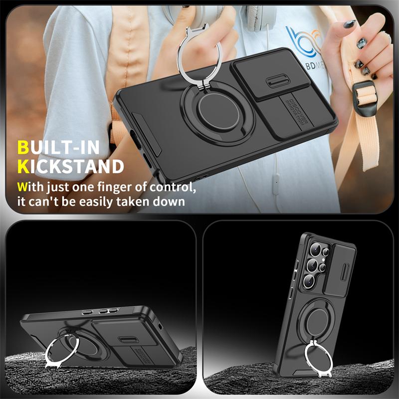 For Samsung Galaxy S25 Ultra 5G Case Magnetic Holder Ring Phone Case For Samsung S25 + Plus S 25 Ultra Slide Camera Back Cover