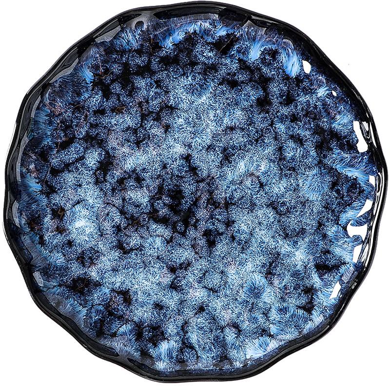 Japanese Blue Enchantress Kiln Glaze Ceramic Salad Plate