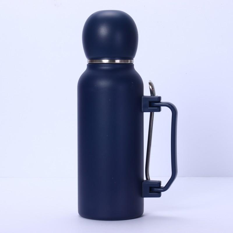 Stainless Steel Insulated Travel Mug With Handle Straw Spoon - 1300ml Large Capacity Vacuum Thermos Gym Office Outdoor