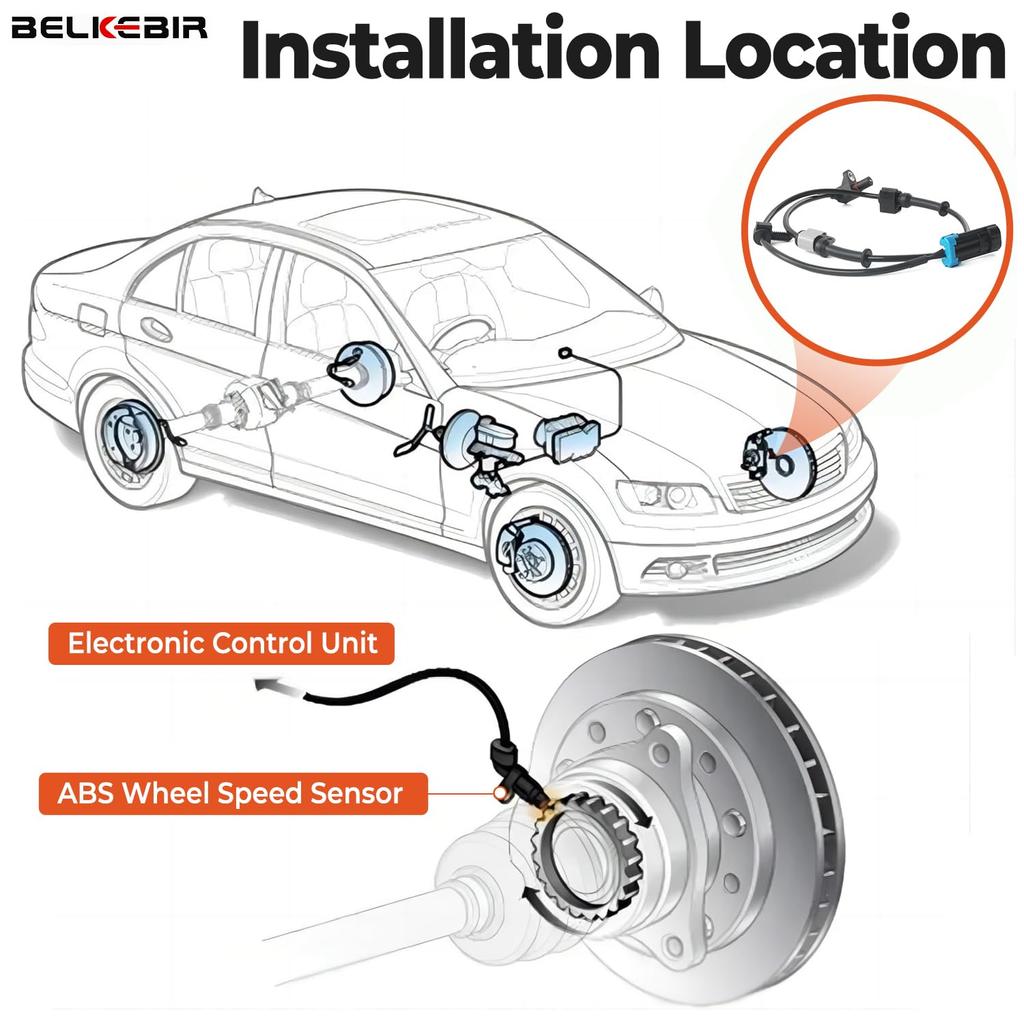 Front ABS Wheel Speed Sensor Left & Right Compatible With Chevy Avalanche Express Silverado Suburban Tahoe, GMC Savana Sierra Yukon XL, Cadillac